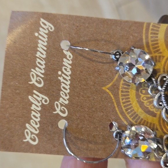 Upcycled Designer Inspired Handmade Dangle Earrings - Picture 2 of 8